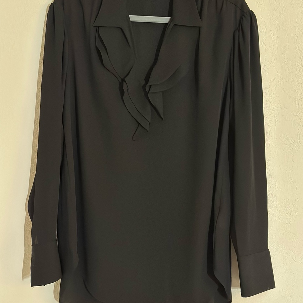 Ralph Lauren Black Ruffle Blouse